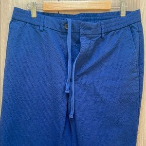 Navy blue seersucker drawstring pants Banana Republic 32